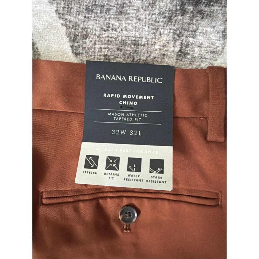 Banana Republic Mason Chino Pants Mens 32x32 Rapid Movement Athletic NWT